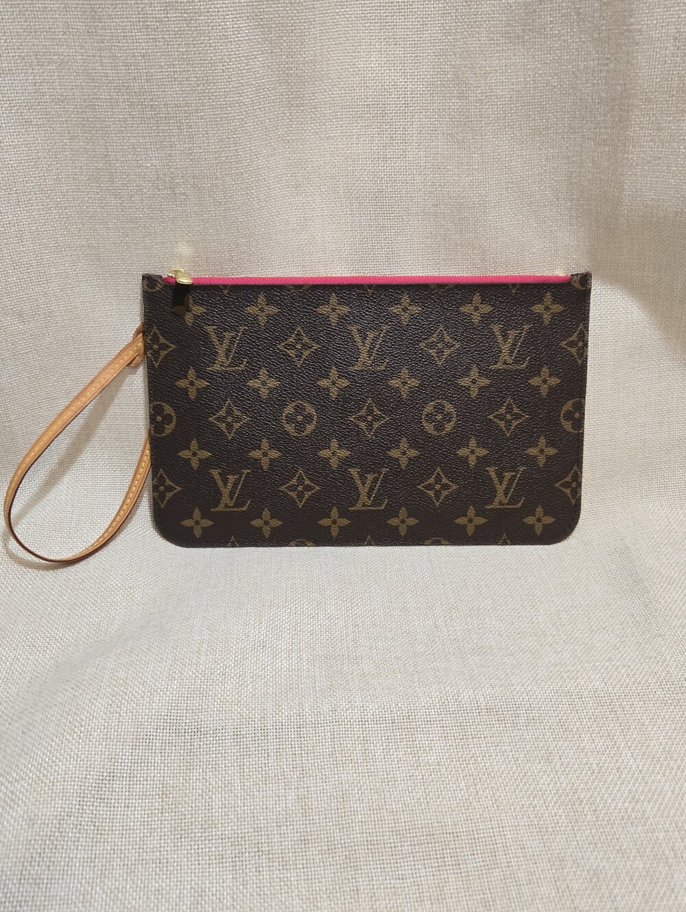 Louis‎ Vuitton Neverfull MM Pouch Pochette Wristlet Clutch Pivoine Pink with COA - Picture 9 of 14